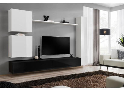 Design wall unit sideboard 3x wardrobe TV lowboard set 6 pieces. Wooden furniture style designer