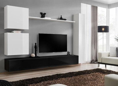 Design wall unit sideboard 3x wardrobe TV lowboard set 6 pieces. Wooden furniture style designer