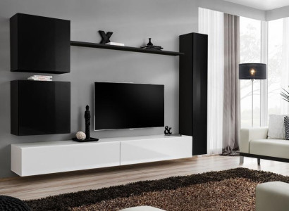 Black Wall unit Designer wall cabinet TV lowboard Living room furniture Modern new