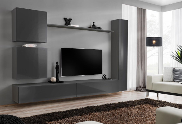 Wall unit Designer Furniture Gray Wall Cabinet Luxury Furnishings Wood Furniture Modern