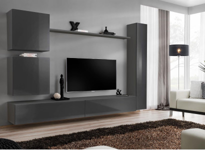 Wall unit Designer Furniture Gray Wall Cabinet Luxury Furnishings Wood Furniture Modern