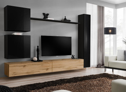 Living room Luxury Furnishings Wall unit Black wall cabinet wooden furniture style design