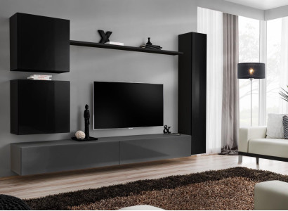 Wall cabinet Living room furniture Wall unit Set 6-piece Designer Wall Shelf Sideboard