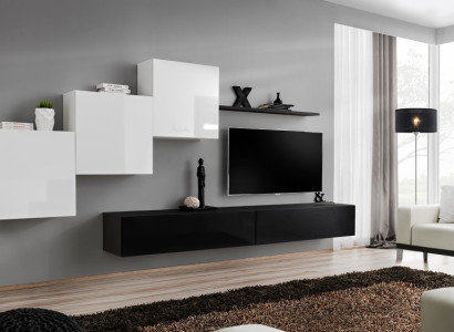 Wall unit Black Complete TV lowboard Wall shelf Luxury wall cabinet design