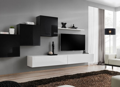 Complete Designer Living room 3x wall cabinets White Sideboard 6 pieces. Wall unit new