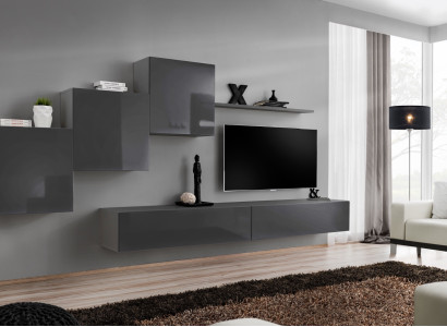 Wall unit Living room Set 6-piece wall cabinet Wall shelf Suite Complete new