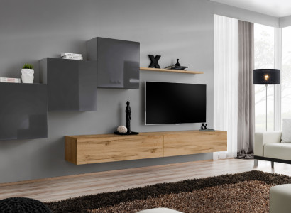 Luxury White Designer Modern Wall unit Sideboard TV Stand Brown Living room