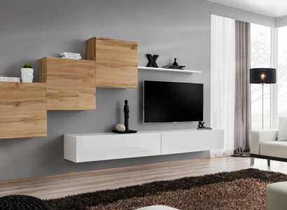 Luxury Set 6pcs Wall unit Furnishings Suite Wall shelf Designer Living room furniture