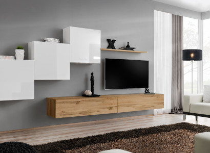 Living room TV lowboard 3x wall cabinet Wall shelf Luxury design Sideboarad Wall unit