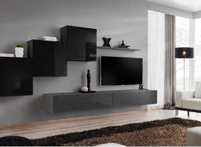 Living room Set Wall shelf TV lowboard Gray Wall unit Luxury Wardrobe Design 6 pieces.new
