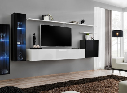 Design White wall cabinet Wall shelf TV lowboard Luxury Living room Display case new