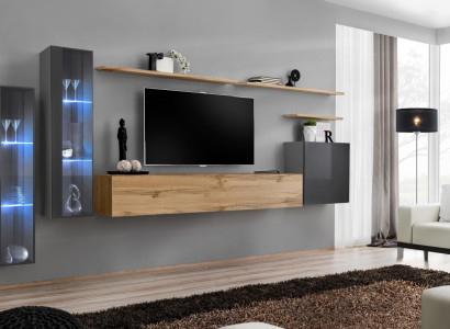 Living room Set Wall unit Brown Luxury wall cabinet TV lowboard Complete sideboard