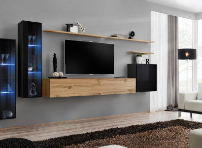 Wall unit brown sideboard wall cabinet designer living room furniture TV lowboard