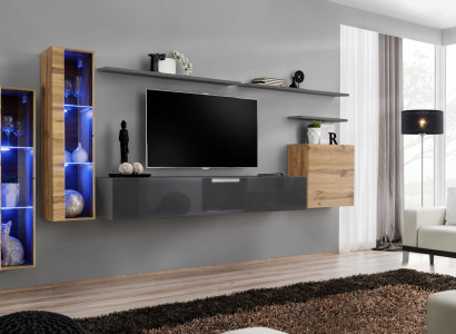 Luxury Design Furniture Suite Wall unit Sideboard TV Lowboard Furnishings Wall shelf