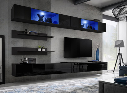 Living room furniture set Living room TV lowboard wall cabinet 6 pieces. Wall unit furnishings