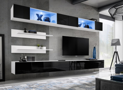 Living room set 6 pieces luxury wall unit wall cabinet 2x TV lowboard design furnishings