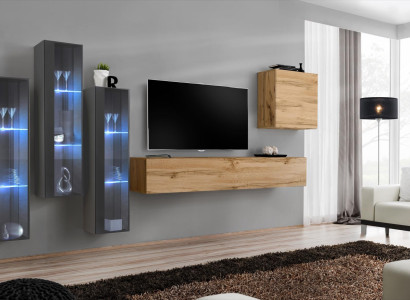 Living room Wall unit Wood Luxury Suite Furnishings new Style Modern Luxury Brown
