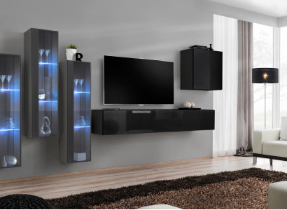 Designer Wall unit Furnishings Wall Wardrobe Living Room Furniture Wood Modern