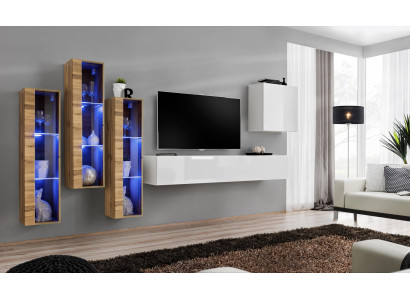 Complete Set 5pcs Living room Wood Furnishings Modern Designer Suite High Gloss