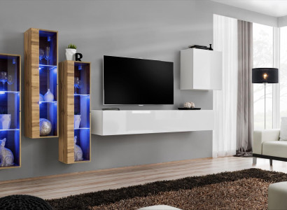 Complete Set 5pcs Living room Wood Furnishings Modern Designer Suite High Gloss