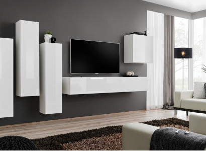 Living room Suite Luxury White wall cabinet Wall unit Wood Furniture TV lowboard