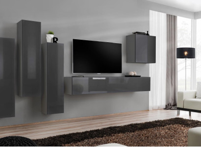 Set Modern Wall unit Living room TV lowboard Living room set 5 pieces. TV lowboard
