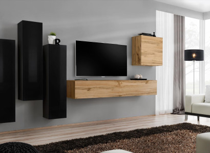 Black Living room Complete Set Sideboard TV cabinet Wardrobe Wall Suite Luxury Furniture