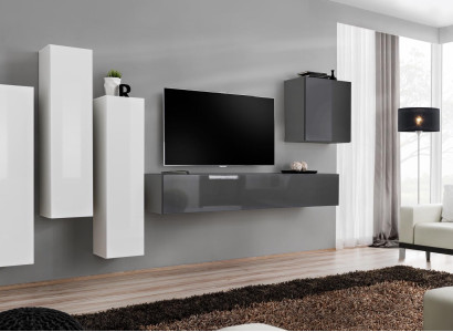 Suite Wall unit Complete Living room Gray sideboard TV lowboard wall cabinet
