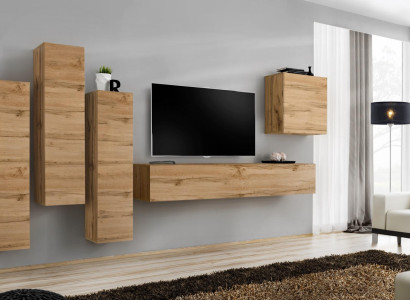Wall unit Brown wall cabinet Living room TV stand Wood Luxury Furniture Furnishings