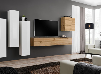 Modern TV Stand Wood Living room Furniture Brown Wall Cabinet new Wall unit