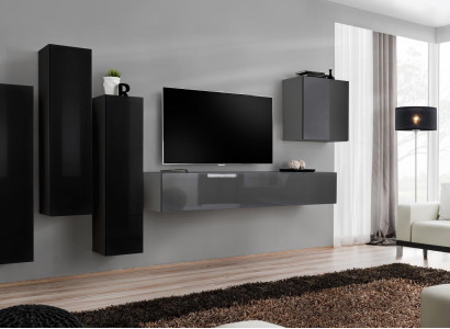 Gray TV Stand Sideboard Luxury Wall unit Living room Furnishings Modern Complete
