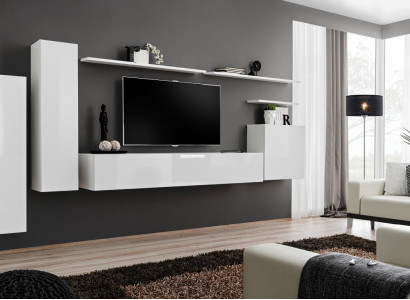 Wall unit Living room set 7-piece sideboard wall shelf white TV lowboard wall cabinet