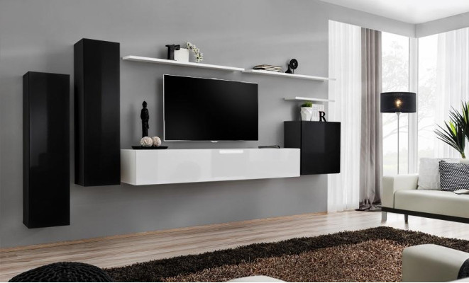 Wall unit set 7-piece TV lowboard luxury designer sideboard living room wall shelf new