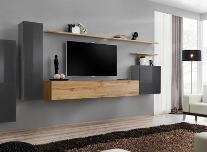 Designer Wall unit Furniture Living room Luxury TV Stand Wood Wall shelf Complete new