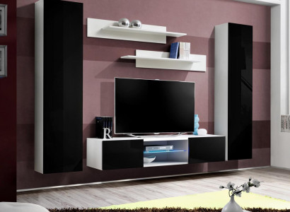 Designer Living room Luxury Wall unit Hanging Sideboard with Fireplace Modern Design