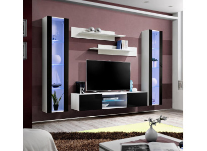 Wall unit set 5 pieces living room luxury 2x hanging display case TV lowboard wall shelves