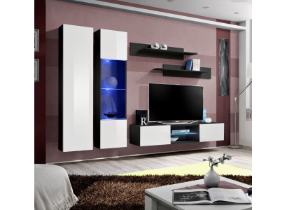 Wall unit set 5 pieces. Living room TV cabinet Shelf Modern Suite Hanging Display case Wood new