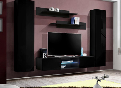 Living room Complete Wall unit Wall cabinet TV lowboard Wood Designer Wall shelf