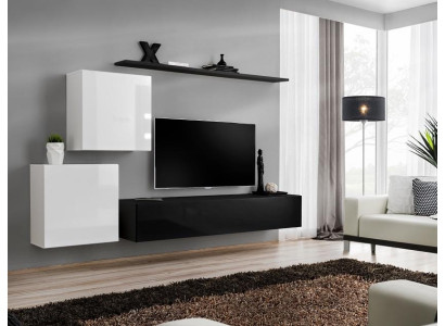 Wall unit wooden furniture complete 4 pieces luxury new 2x wall cabinet TV stand design