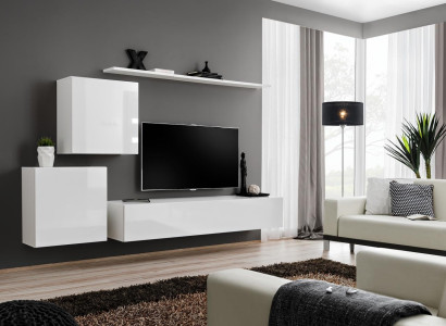 Luxury White Wall unit Design Sideboard Furnishings Wall Cabinet TV Stand Shelves