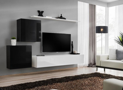 Living room Wall unit White TV Stand Design Sideboard Furnishings Wall Cabinet