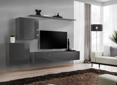 Living room Modern Style Wall Units 4-piece Set Sideboard Gray Shelf new