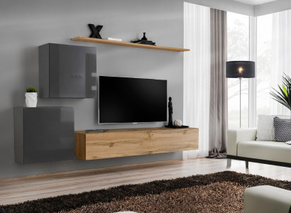 Living room Furniture Set Wall unit TV Lowboard Sideboard Shelf Wood Luxury wall cabinet