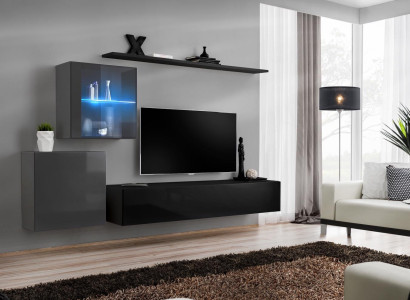 Wall unit 2x wall cabinet Furnishings high gloss wall shelf designer wood furniture