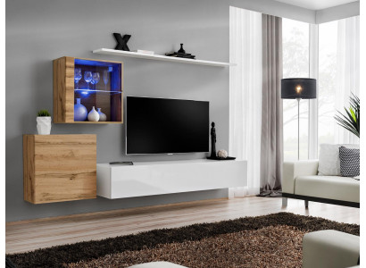 Design Luxury Wall unit Shelf Wall Wardrobe Display case Shelves Living Room Furnishings