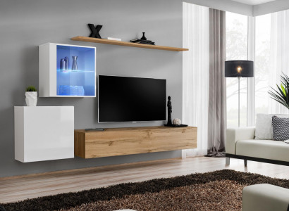 Wall unit 260 cm Luxury Wall Wardrobe Living room furniture Shelves Furnishings Modern