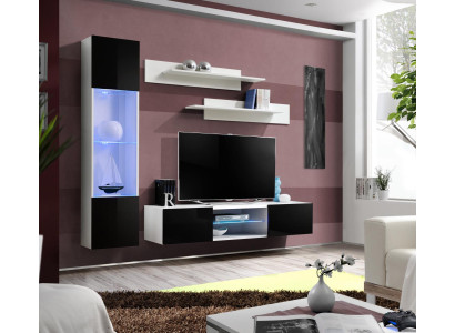 Wall unit set 4 pieces designer furnishings wall shelves living room hanging display case
