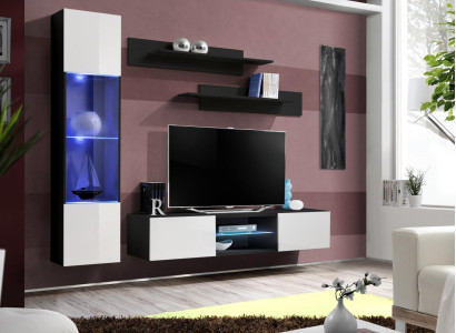 Modern design wall unit hanging display case TV lowboard wall shelves luxury living room