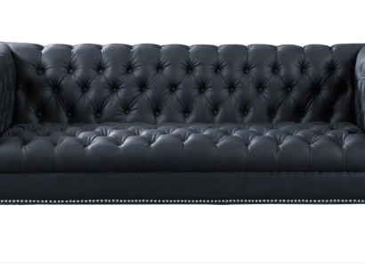 Black Three Seater Chesterfield Modern Design Couches Leather Sofa Designer Furniture