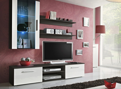 Wall unit Complete e 5tlg.Living room Furnishings Set Shelves Wall cabinet TV lowboard